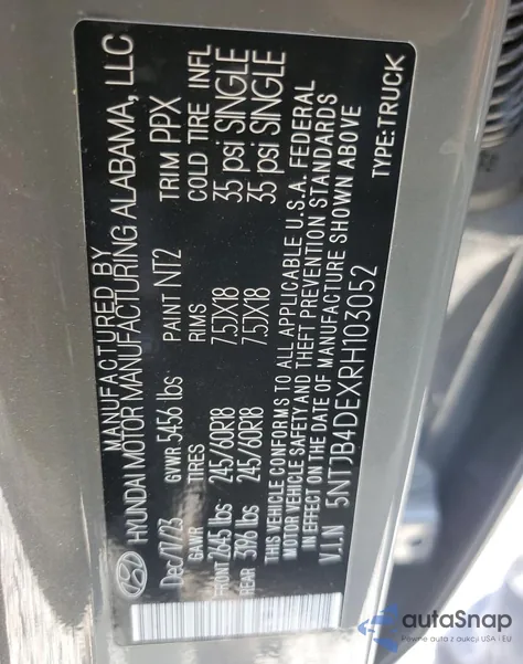 2024 Hyundai Santa Cruz Sel z USA, uszkodzony, nr VIN 5NTJB4DEXRH103052